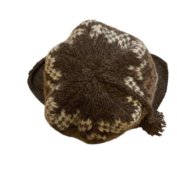 Vintage Wool Fair Isle Beanie Hat With Ear Flaps And Tassel OS - Picture 5 of 7
